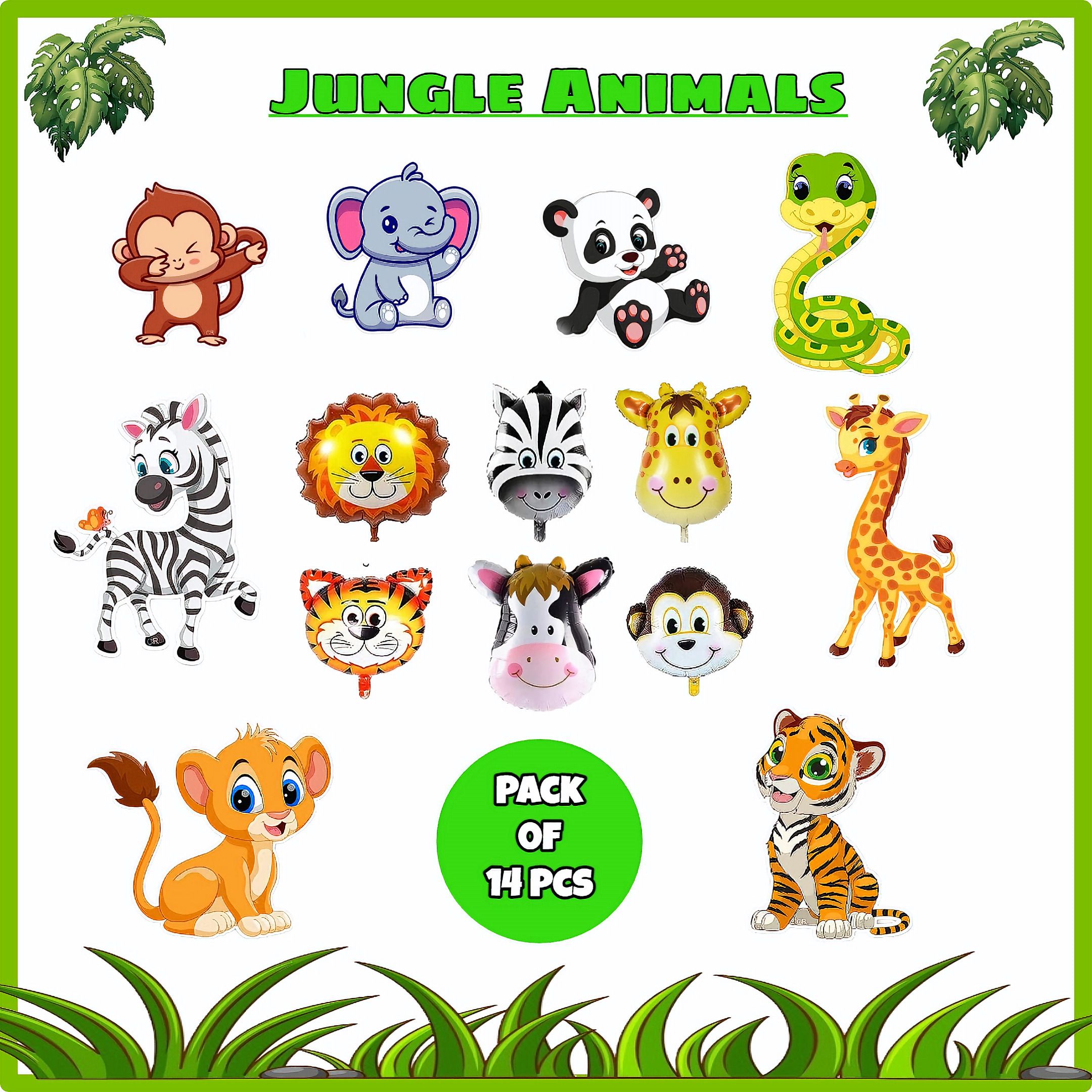 Pack Of Cute Jungle Animals Foil Balloons & Cutouts for Kids to Play-image-34