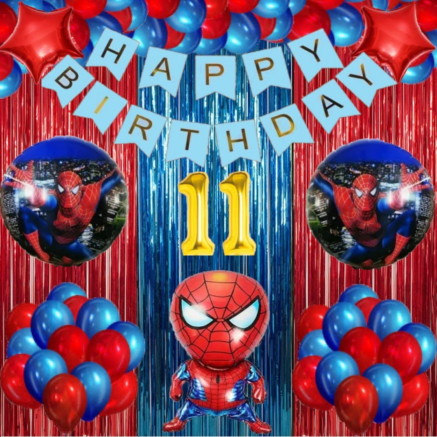 groovy dudz 11th Spiderman Theme Birthday Decoration Items Kit for Boys-picture-43