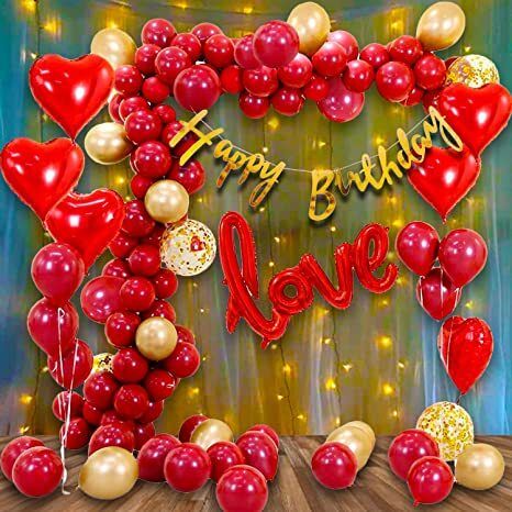 Solid Printed Happy Birthday Decoration kit Combo - 64 Pcs for Birthday Decor Balloon-image-20