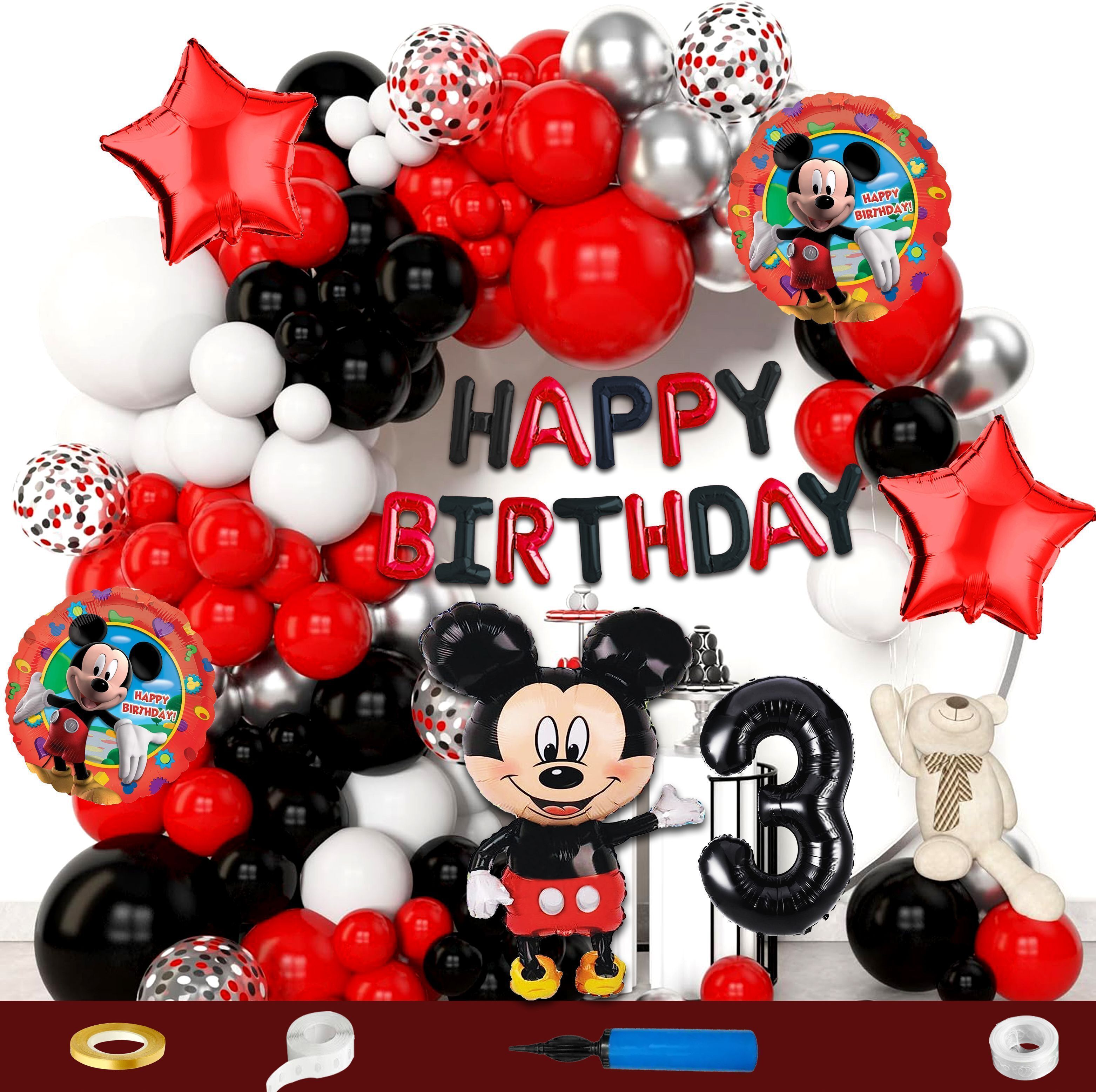 3rd Birthday Decoration Kit Micky Theme Combo Balloons Arche For Kids Party-image-29