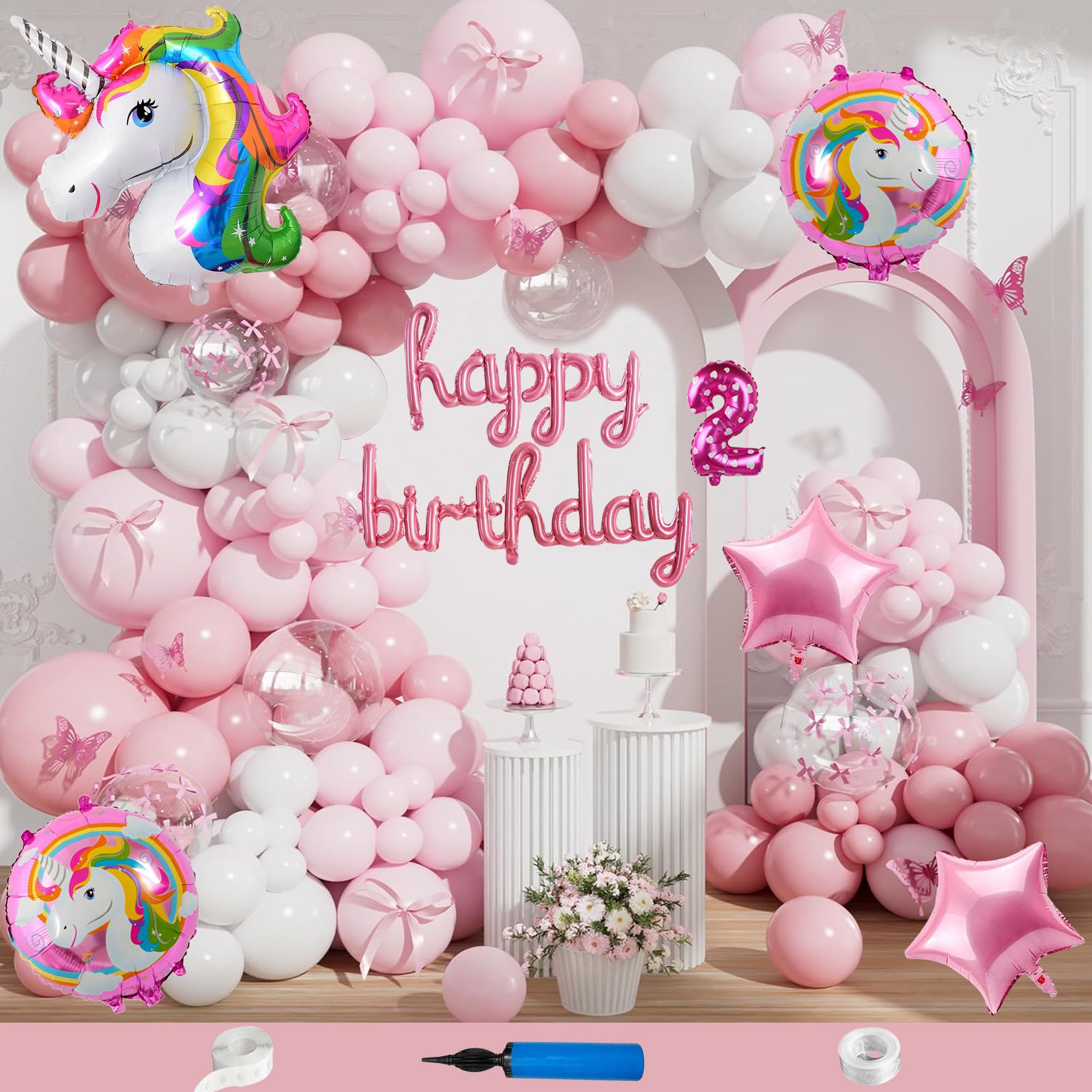 Unicorn Theme 2nd Birthday Decoration Kit For Girls Party Items Balloon Combo-image-48