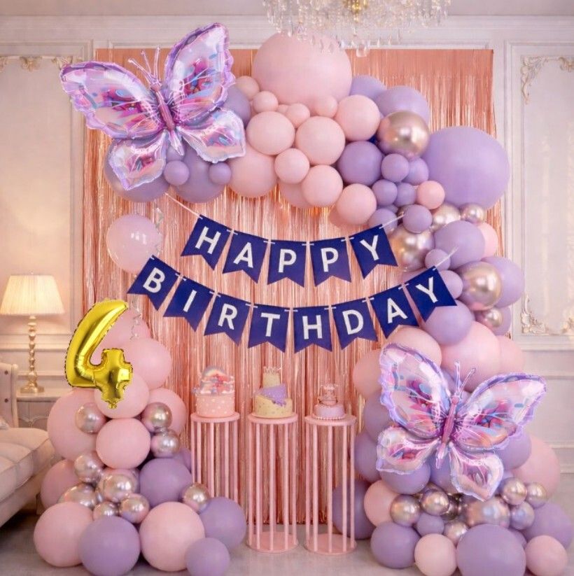 groovy dudz Butterfly Theme 4th Birthday Decoration Kit for Girl-picture-34
