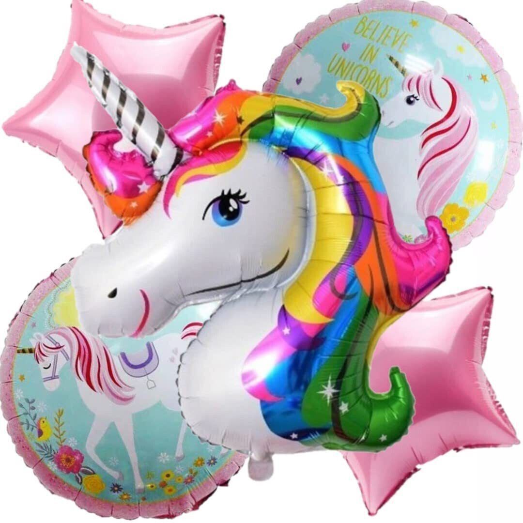 28" inch Unicorn Theme Birthday Decoration items Kit 5pcs set Balloon for Girls-image-1