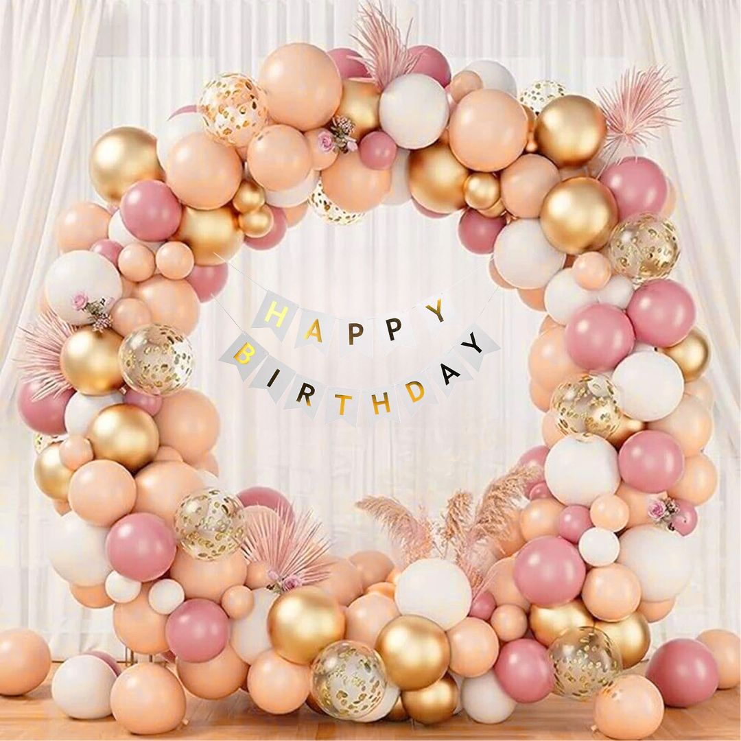 aniloons Peach & Pastel Pink Birthday Decoration For Girl's & Woman's-picture-44
