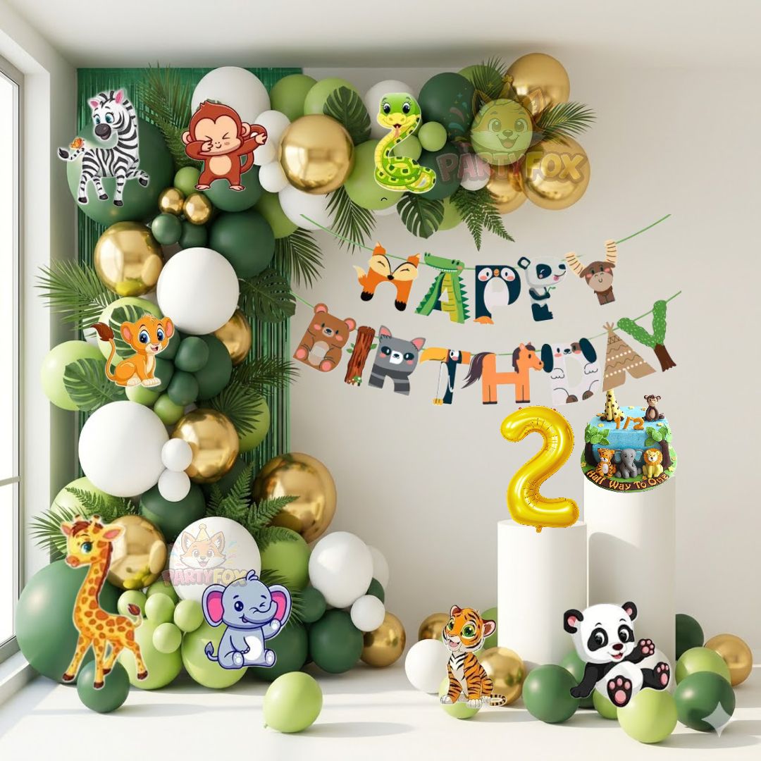 Birthday Decoration Items For Boys - Jungle Safari With Green Curtains-image-16