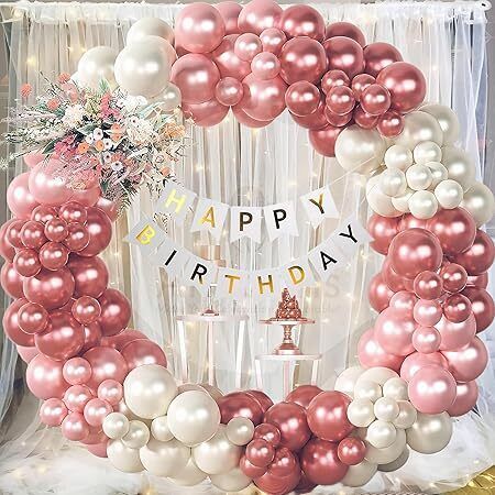 aniloons Birthday Party Decoration, Rosegold & White Balloon.-picture-31