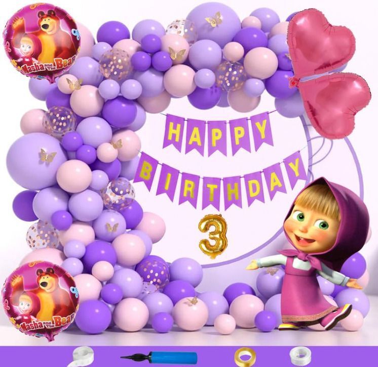pbbs Happy 3 Year Birthday Decoration Masha Theme Combo (fk-879)-picture-32