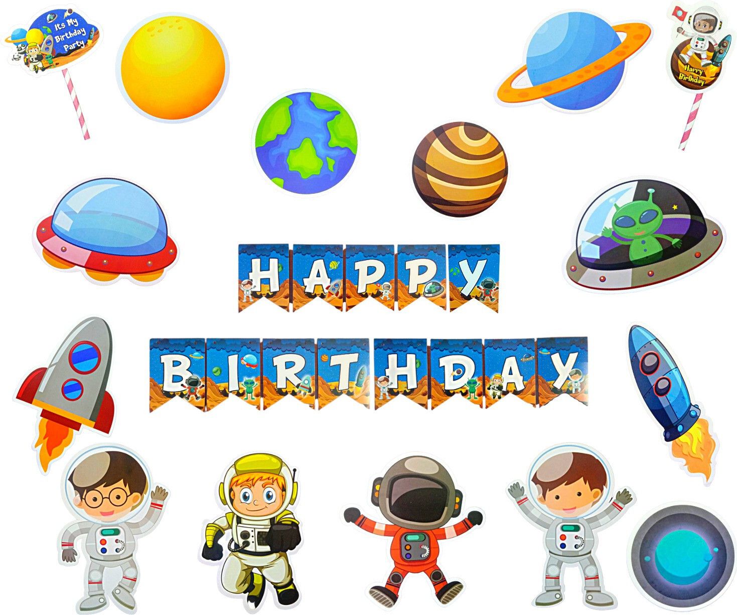 Happy Birthday Banner Space Theme Birthday Decoration Space Galaxy Decoration-image-48