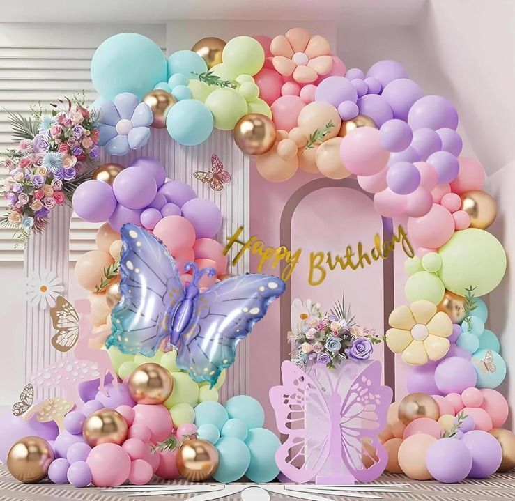 pbbs Butterfly Theme Birthday Party Decorations with Pastel Balloons (fk-871)-picture-24