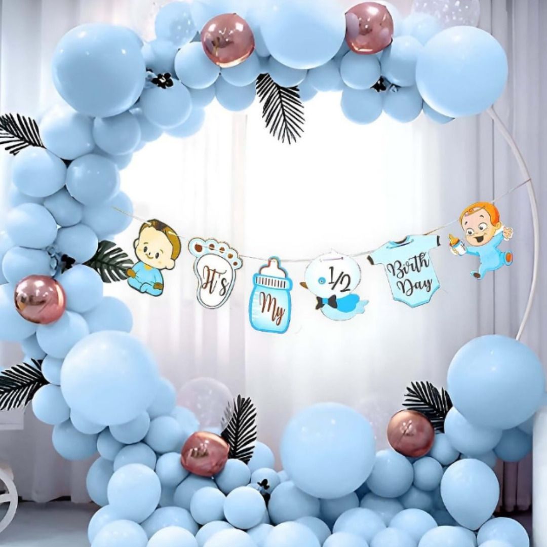 decor sparks 49Pcs It's My Half Birthday Decoration Kit for Baby Boy-picture-22