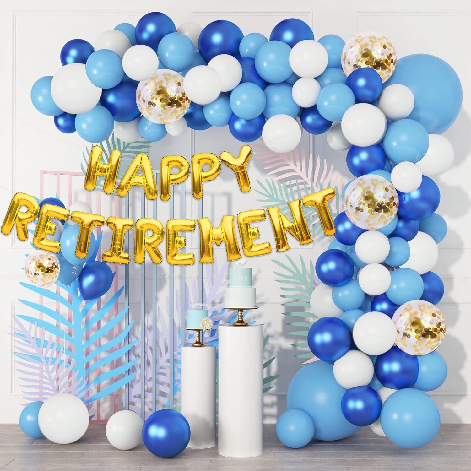 best wishes Blue, Golden Retirement Party Decorations for Women & Men-picture-51