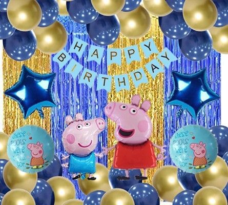Printed peppa pig birthday theme decoration combo set for kids girls boys Balloon-image-18