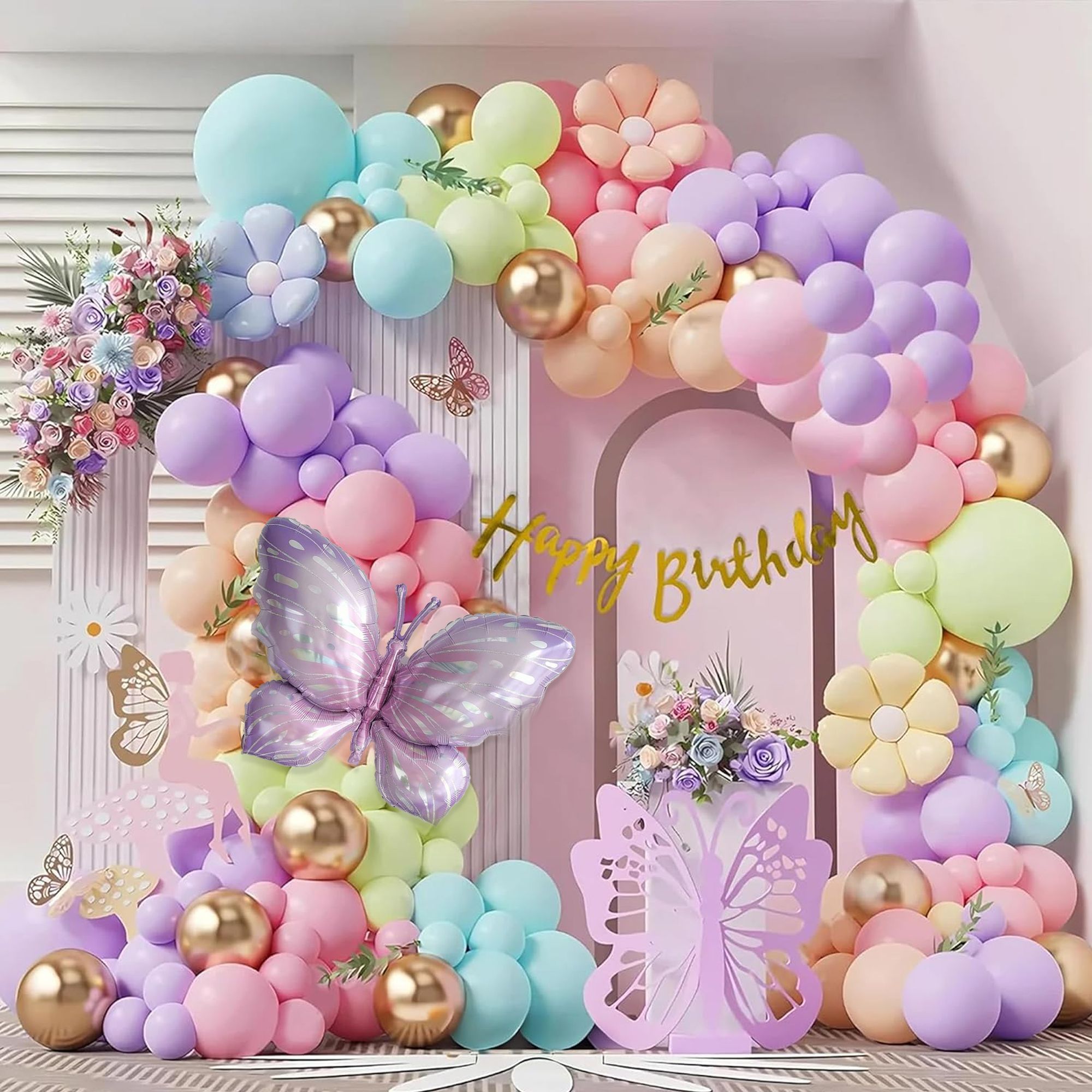 Butterfly Theme Birthday Decoration Balloon DIY Kit for Kids, Girls & Women-image-11