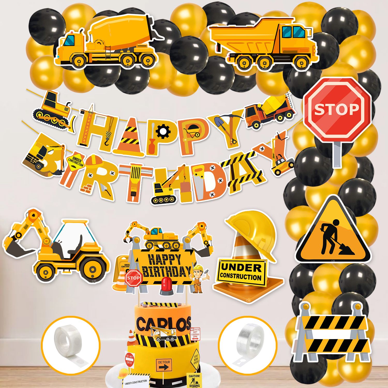Under Construction Theme Balloon arc decoration,Under Construction Theme for Boy-image-13