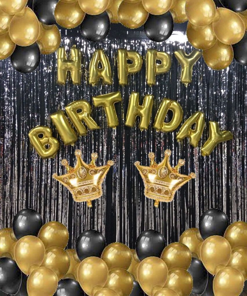 pbbs black golden Happy Birthday Decoration Combo Kit for Boys Kids Girl (fk-630)-picture-35