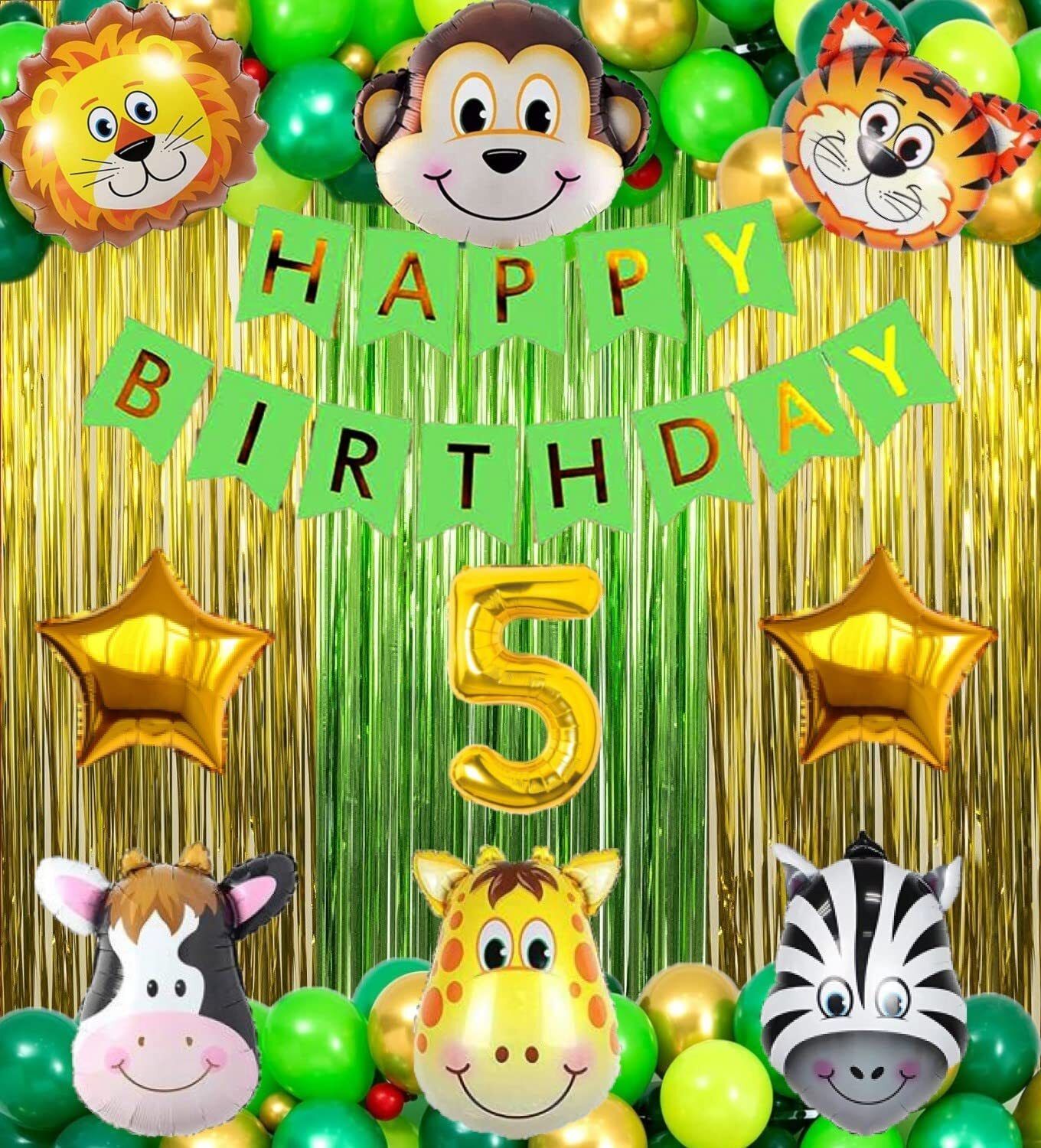 groovy dudz Solid 5th Birthday with Jungle Theme Birthday Decoration Items Balloon-picture-14