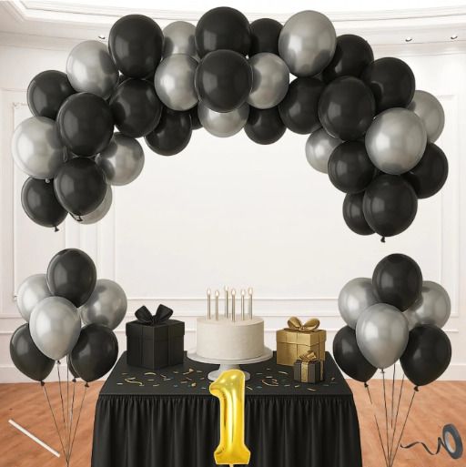 sulpha 1st Black Silver Balloon Decoration Kit Balloon Bouquet-picture-9