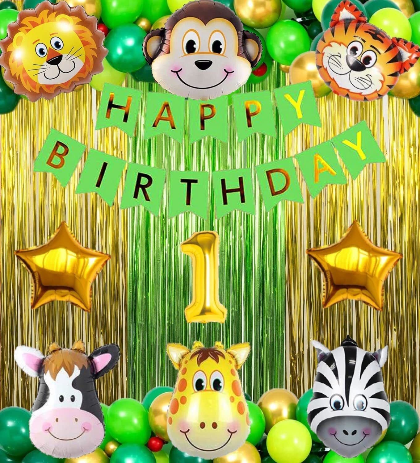 groovy dudz Solid 1st Birthday with Jungle Theme Birthday Decoration Items Balloon-picture-12