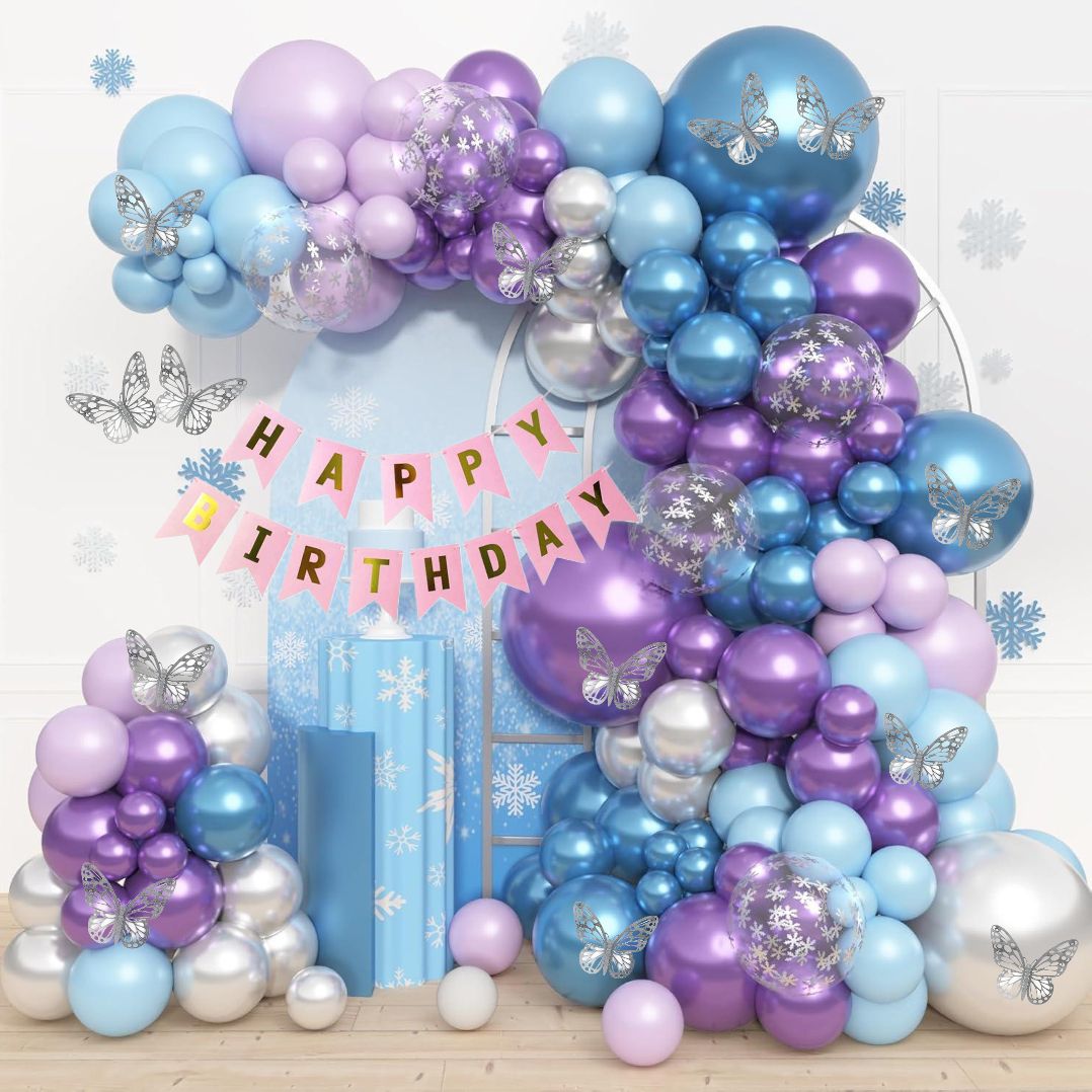 aniloons Purple & Silver Balloon Birthday Party Decoration Set.-picture-15