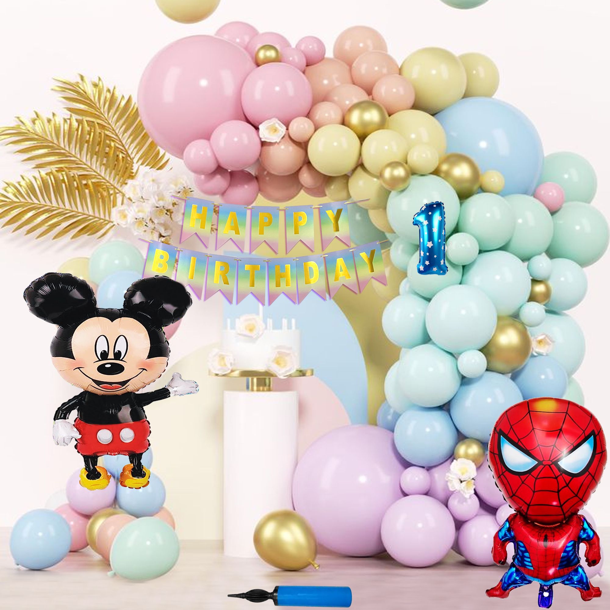 Mickey Mouse Spiderman First 1st Birthday Decoration Kit For Boys Party Item Set-image-41
