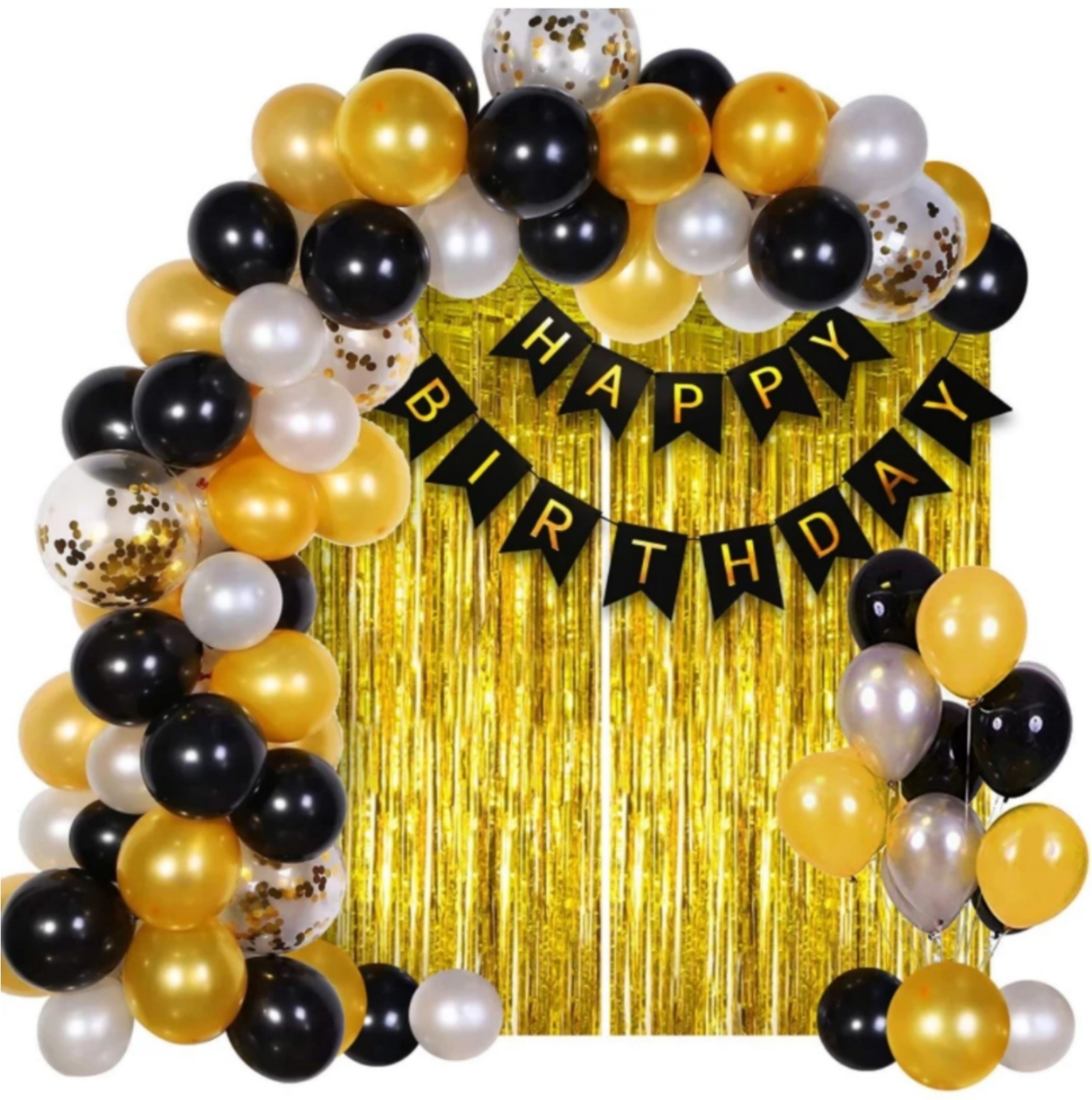 Birthday Decoration Pack/Kit with 1 Silver Curtain and 4 Confetti Balloons-image-19