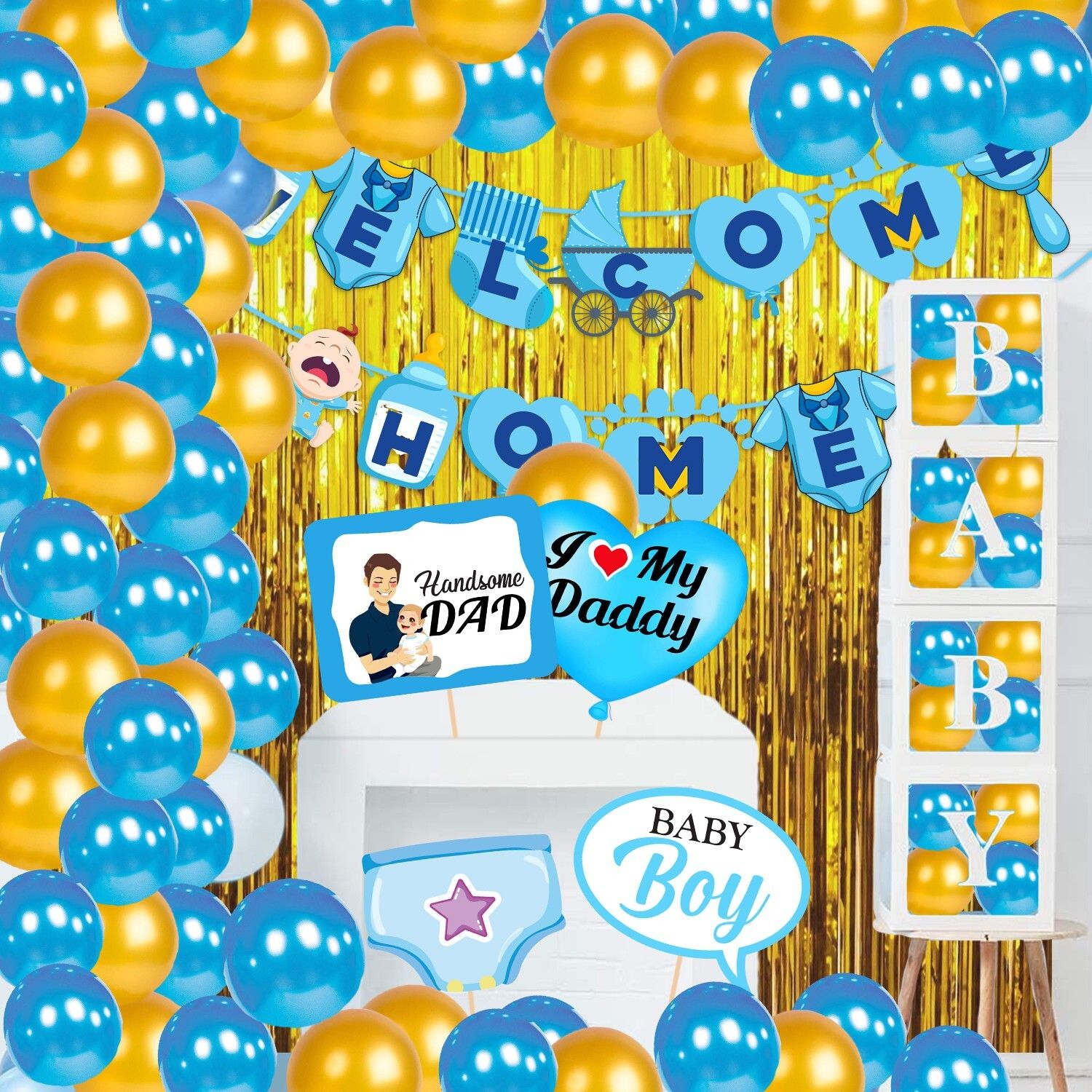 zyozi Baby Boy Welcome Home Decoration Kit for Baby Shower/Welcome Party(Pack of 43)-picture-14
