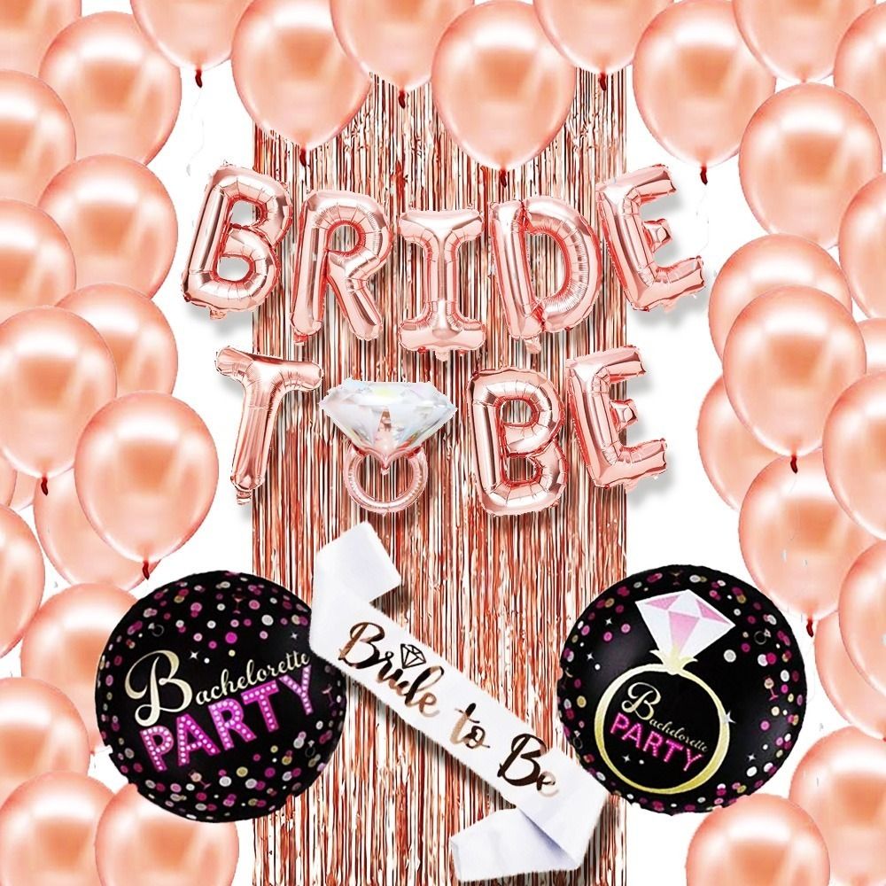 poptheparty Bride To Be Combo-56Pcs Includes Bride To Be Ring Foil,Curtain,Sash,50-Balloons-picture-47