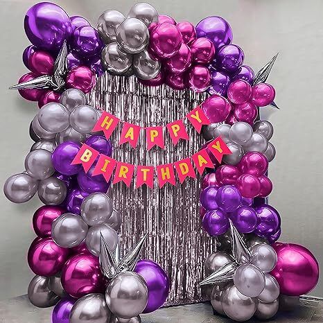 party midlinkerz Girl Happy Birthday Balloons Decoration Kit items 61 Pcs for birthday combo pack-picture-21