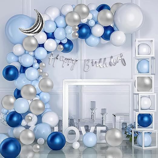 Birthday Decoration Items Kit For Boys With Silver Moon Foil Balloon-image-15