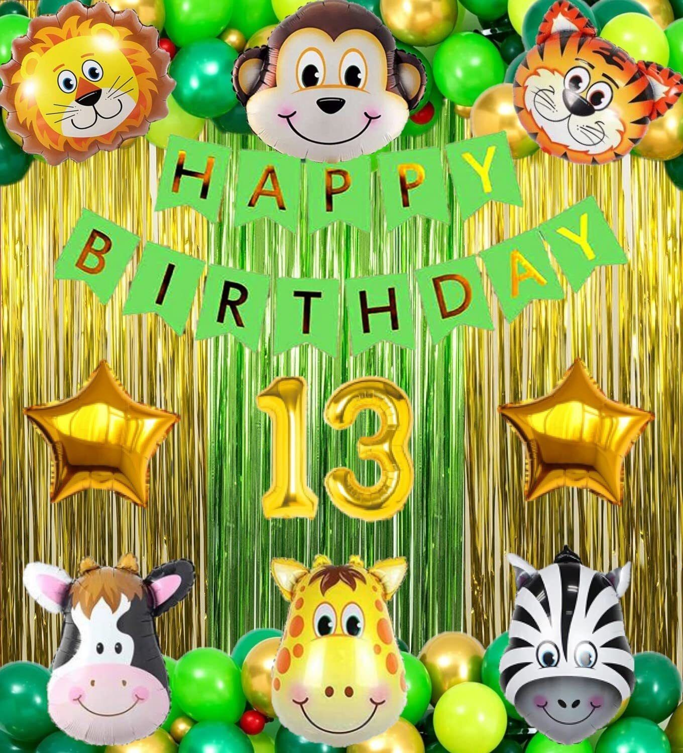 groovy dudz Solid 13th Birthday with Jungle Theme Birthday Decoration Items Balloon-picture-33