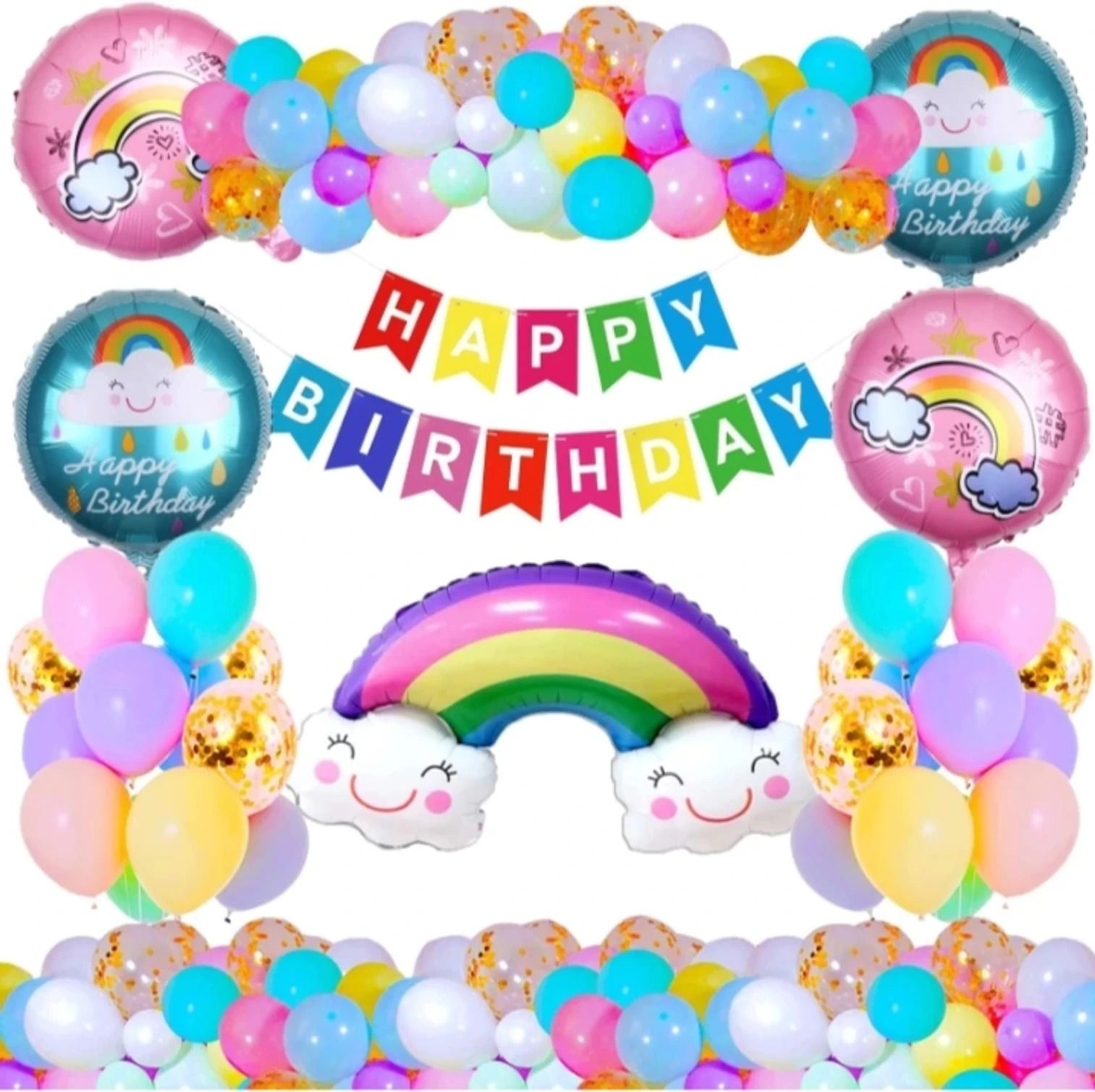 Happy Birthday Rainbow Theme Combo Kit For Party Decoration-image-49