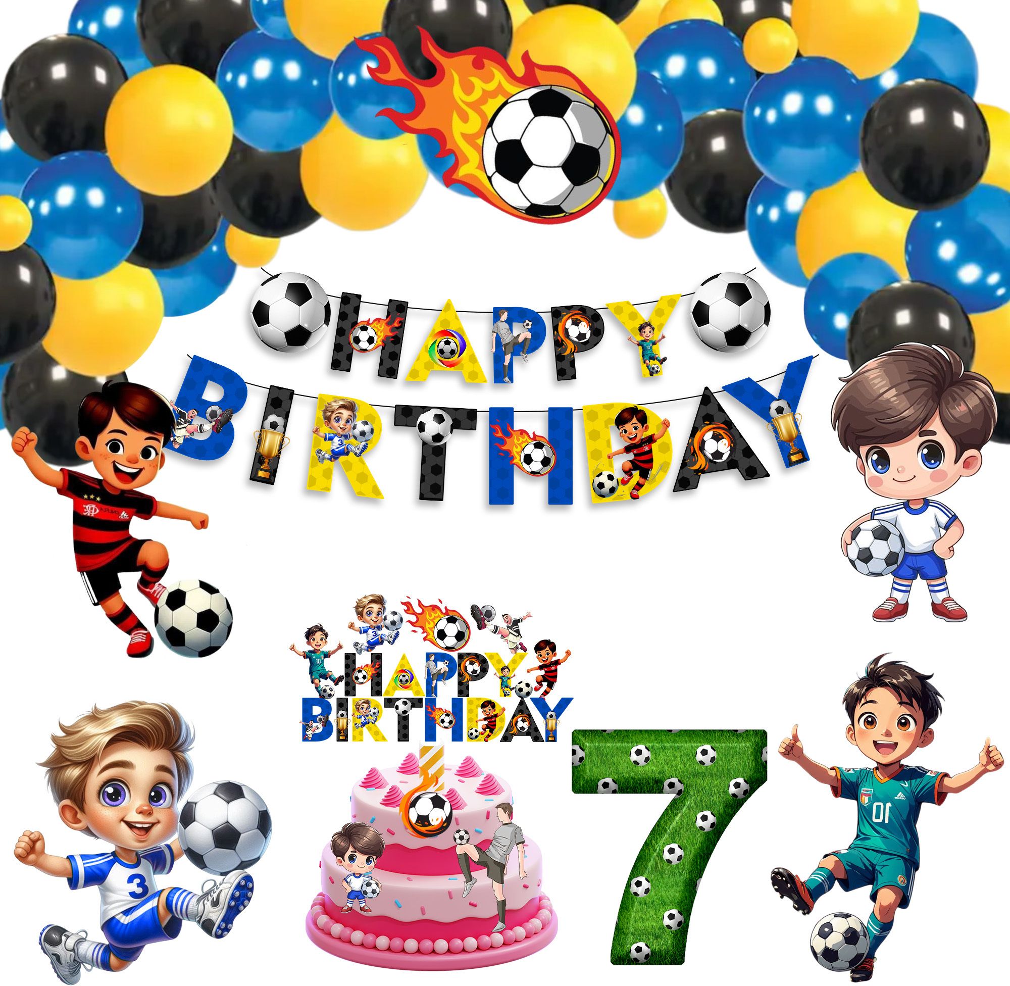Football Themed Birthday Decoration Kit For 7th birthday Kids | Soccer Ball-image-4
