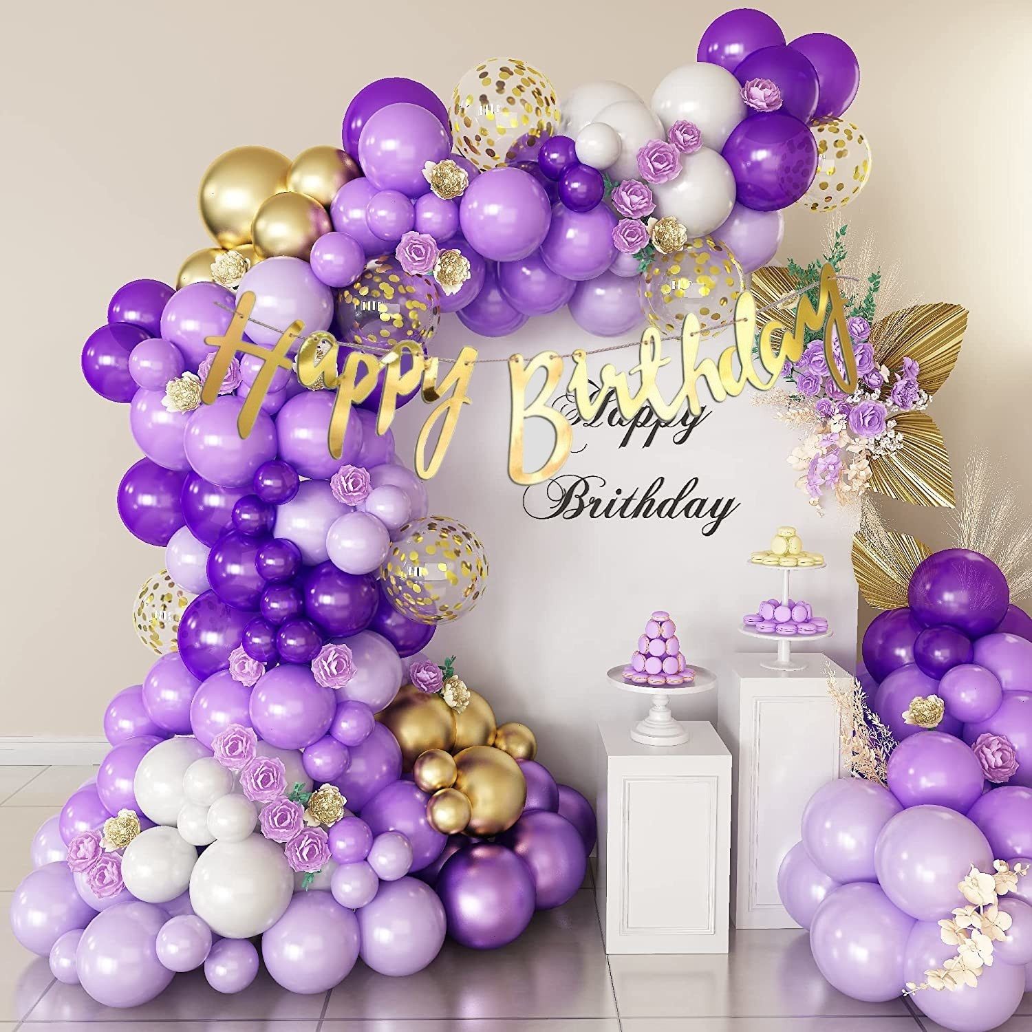 Solid Metallic Purple Confetti balloon Combo kit 54 pcs Balloon