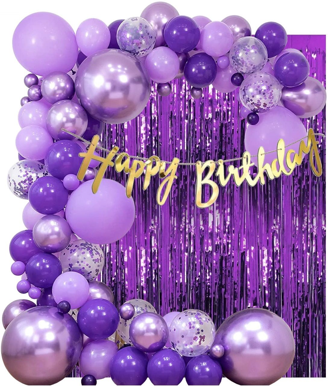 r g accessories Metallic Purple Balloons, Happy Birthday Decoration Kit With Arch Pack Of 60-picture-15