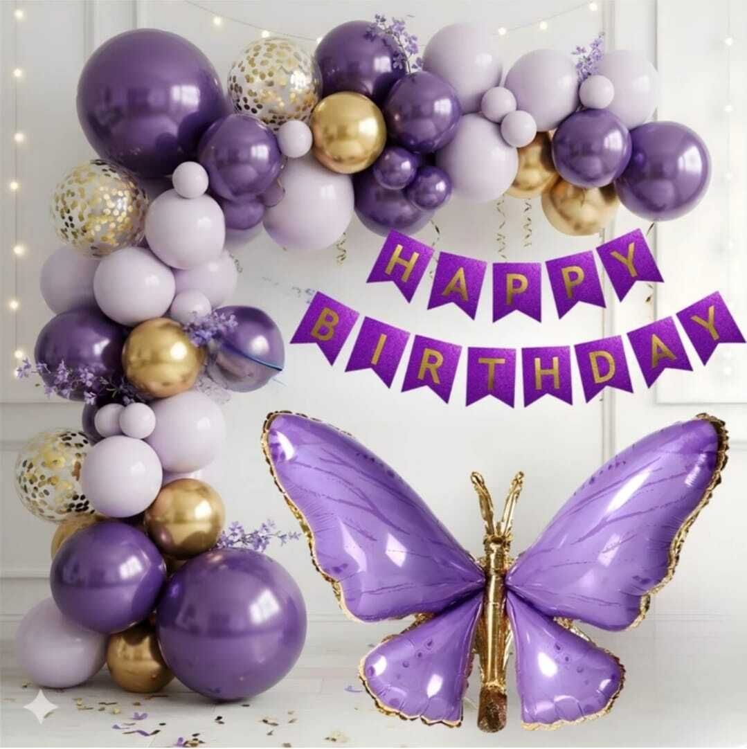 fly decor 65Pcs Butterfly Premium Birthday Decoration Kit with Pastel Balloons-picture-45