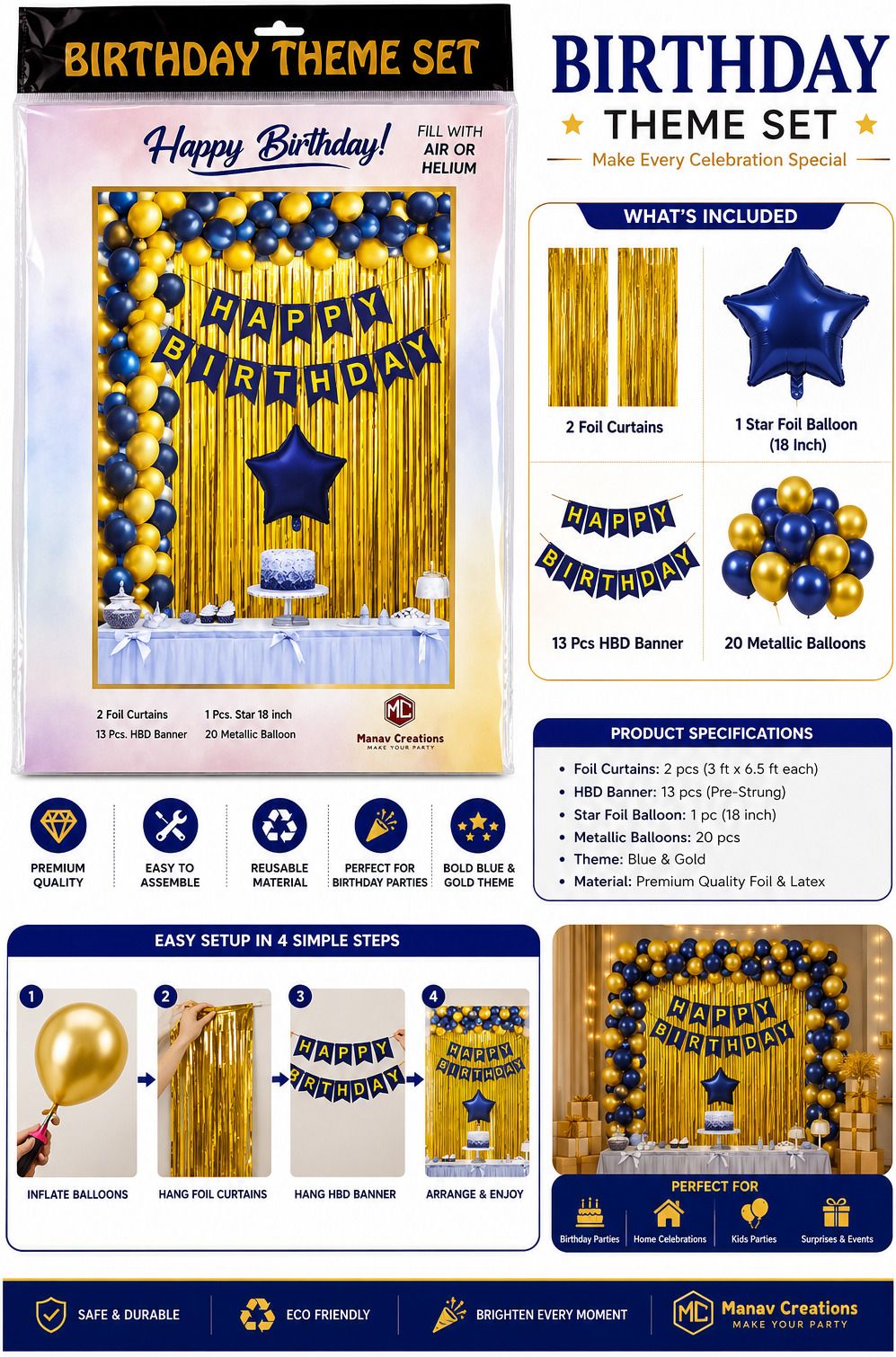 Birthday Combo set Golden & Blue-image-8