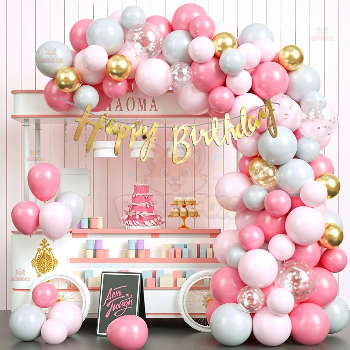 partyfox Aesthetic Birthday Decoration Kit for Girls Pink Gold Theme Setup-picture-28