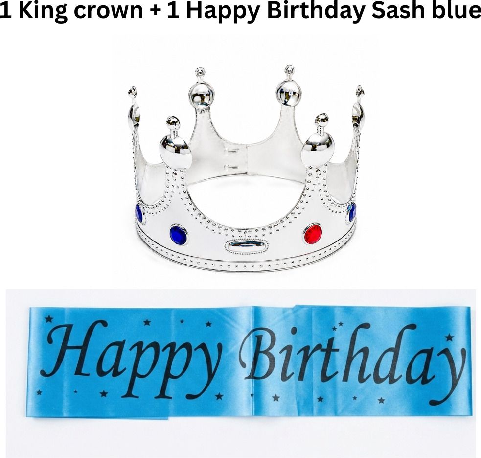 ao bangla Silver King Crown & Blue Happy Birthday sash combo-picture-11