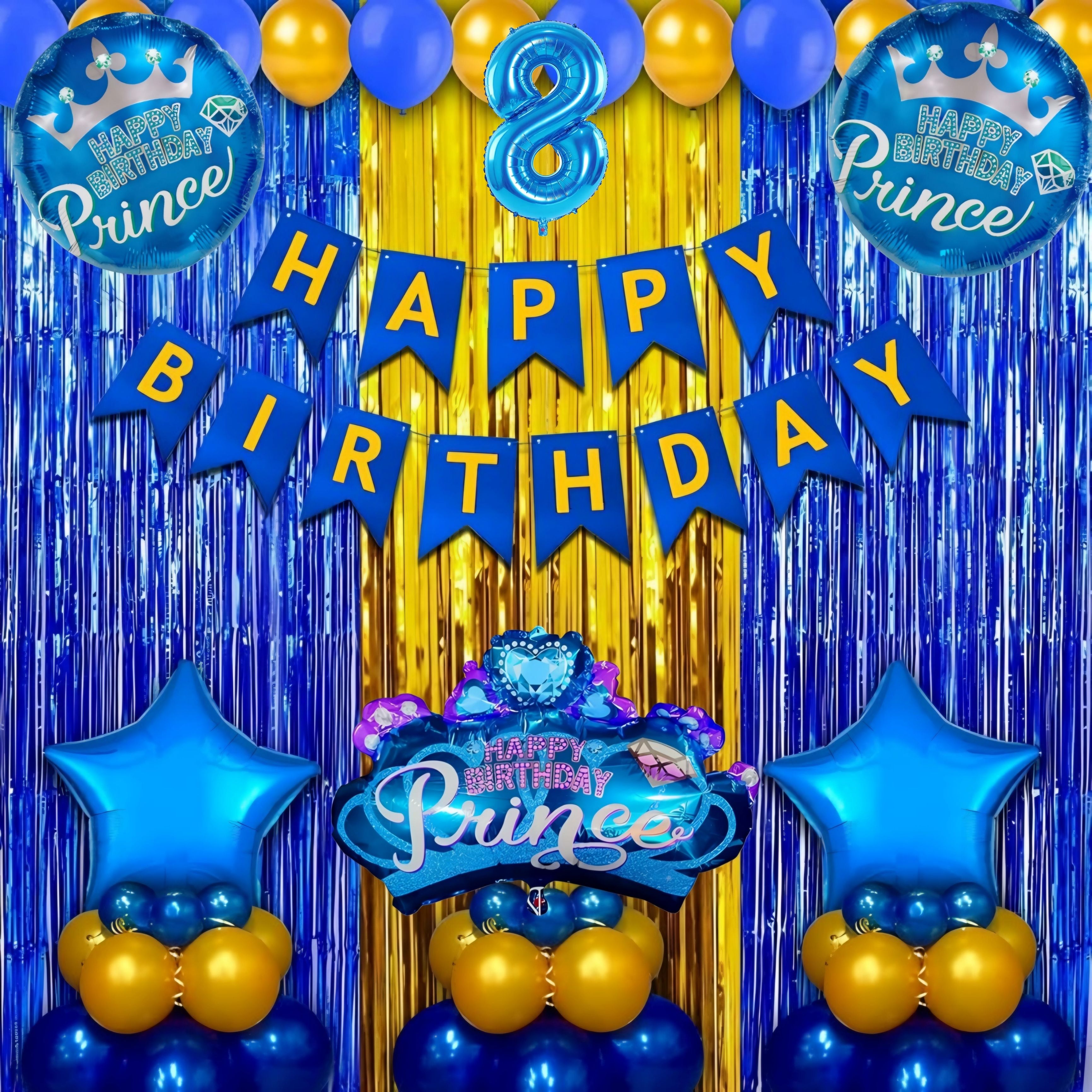 zambooree Prince Crown 8th Birthday Kit - Blue & Gold Combo-picture-31