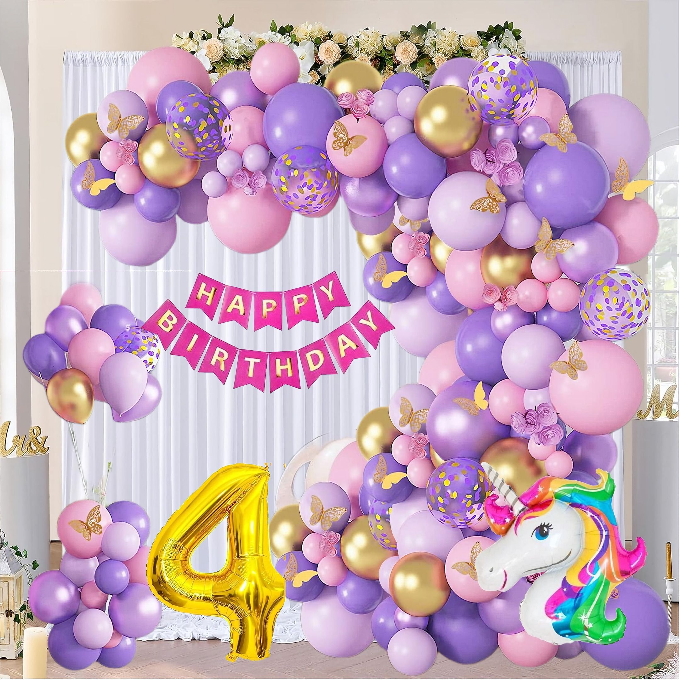 4th Year Birthday Party Decoration Multicolor Balloon Birthday celebration-image-20