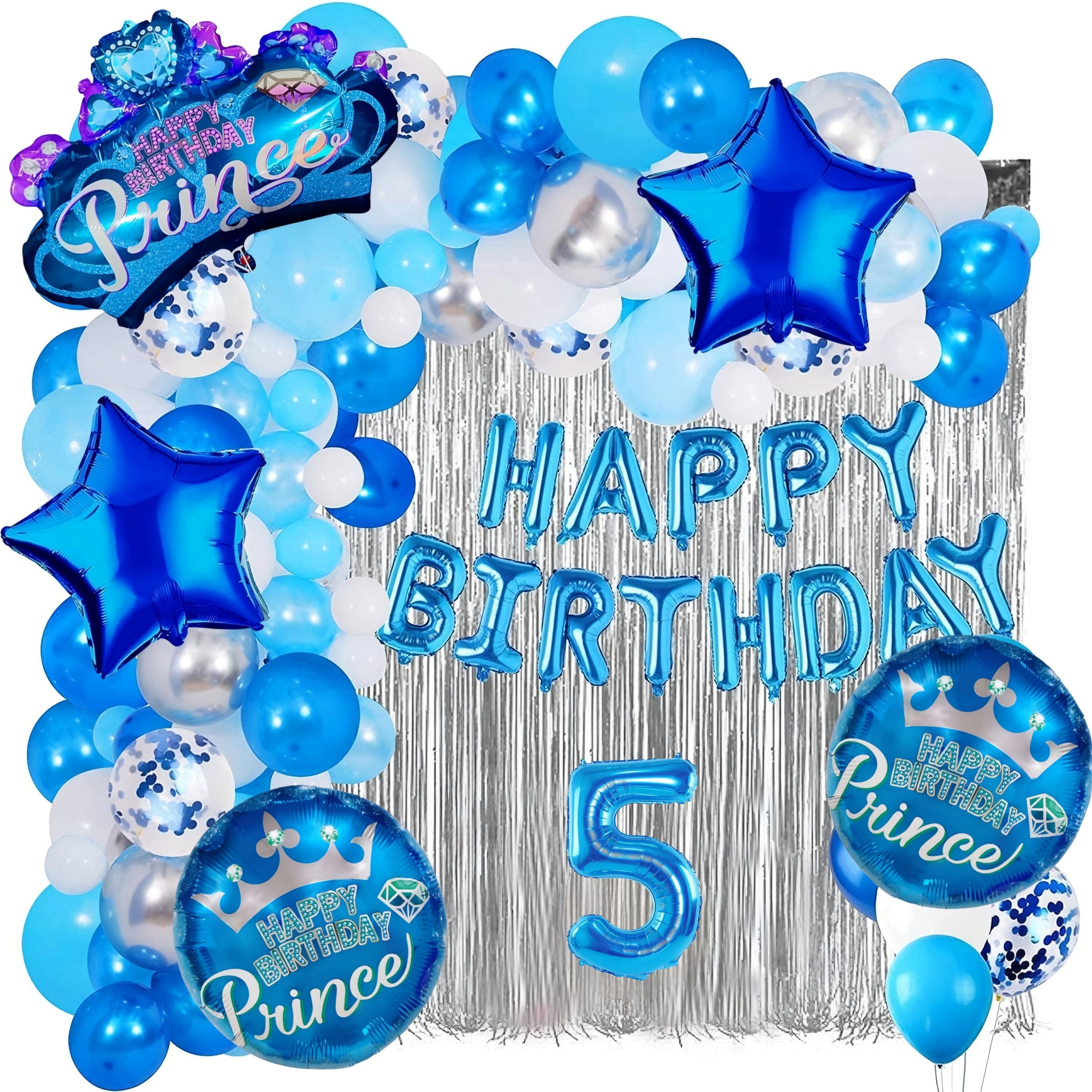 Prince Crown 5th Birthday Kit - Blue & Silver Boy Party Combo-image-4
