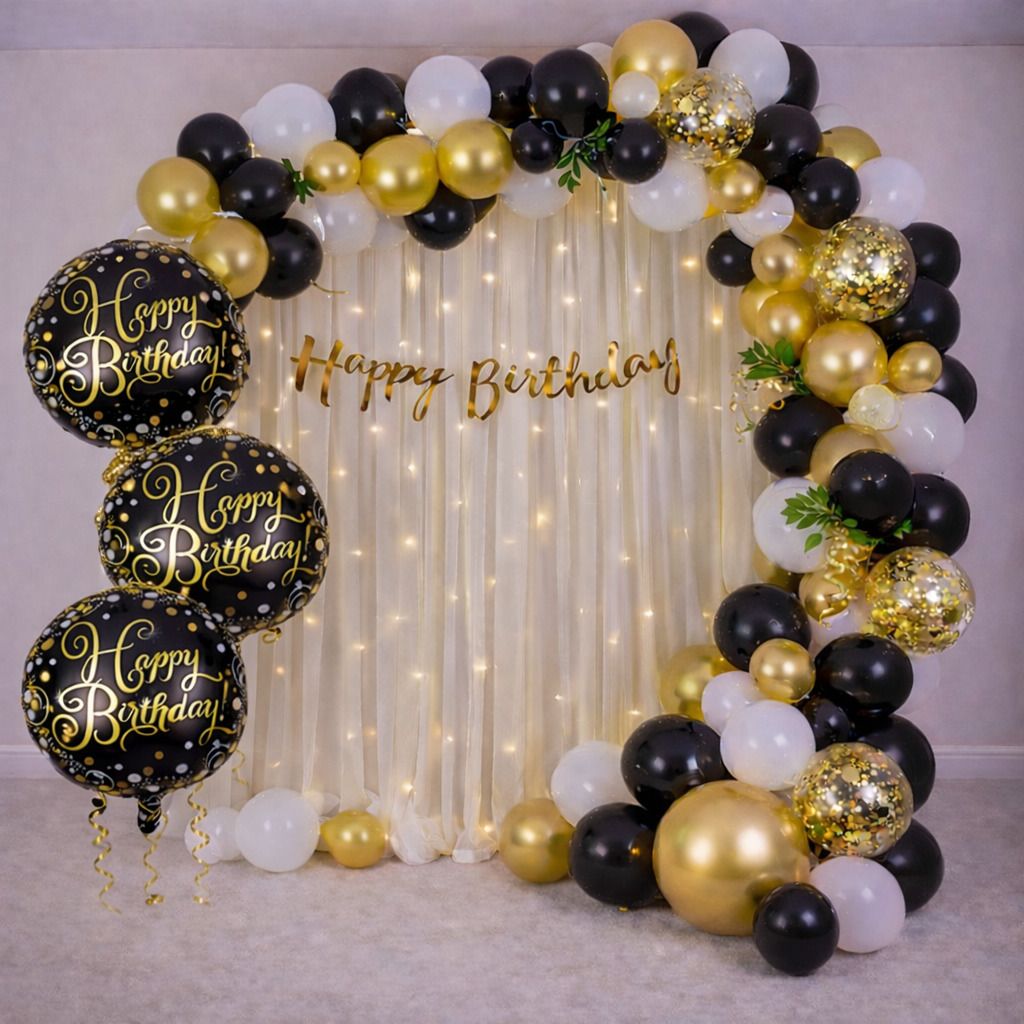Black Gold Happy Birthday Balloon Decoration Kit-image-26