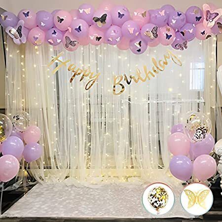 party midlinkerz Pink and Purple Butterfly Theme Birthday Decoration Kit with Net and Led Light-picture-15
