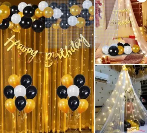pbbs golden black net light happy birthdady decorations items combo kit set (fk-428)-picture-49