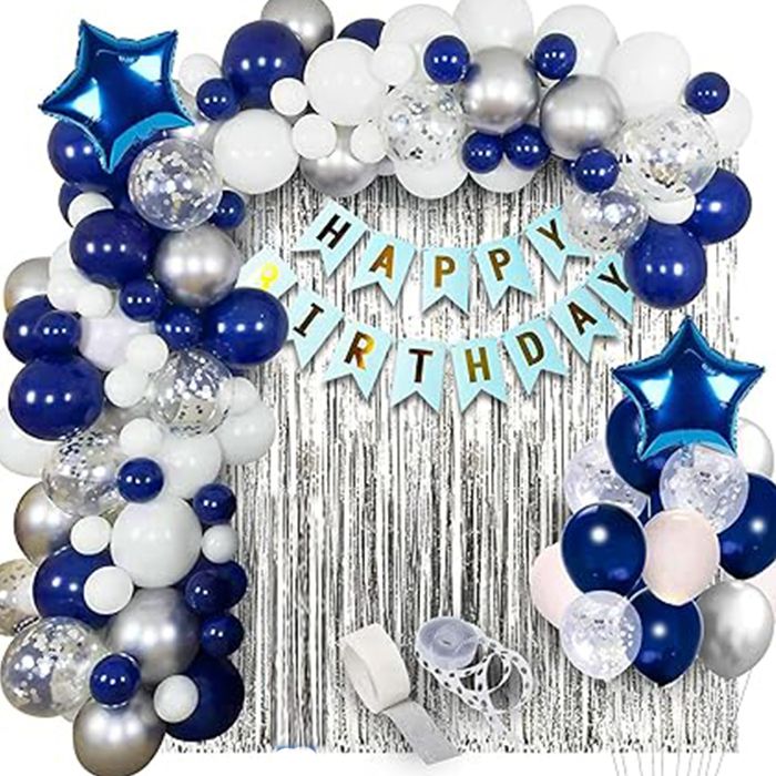 party midlinkerz Solid Blue Theme Birthday Decoration Items Set Kit Combo for Boys, Husband, Kids Balloon-picture-13