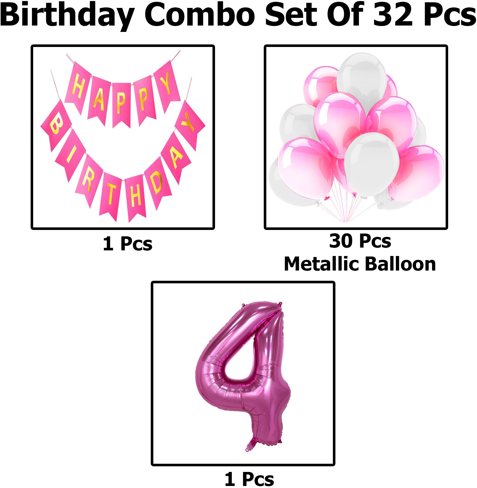 crazykart 4th Birthday Decoration Kit For Girls Theme Party Decoration Items Balloon Combo-picture-22