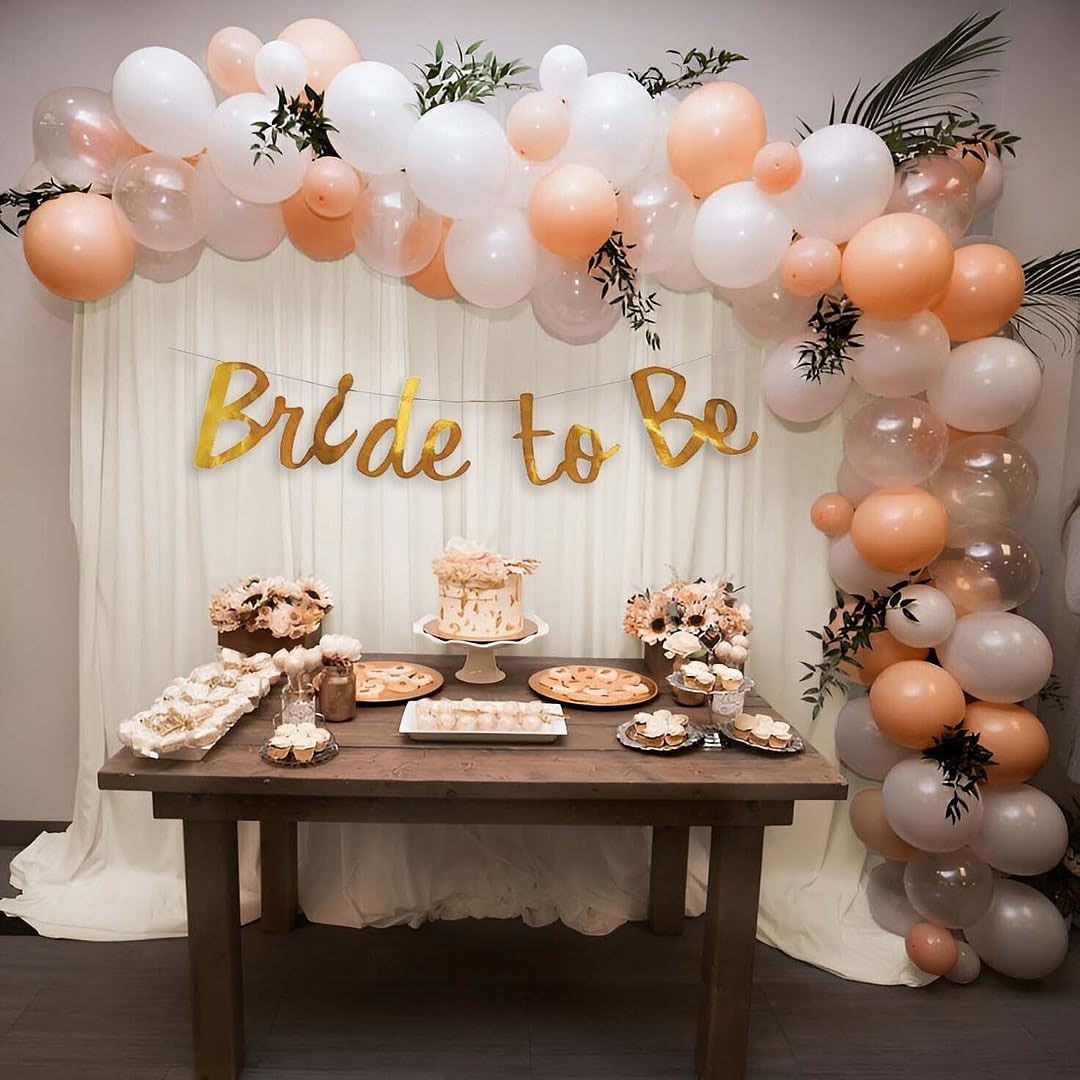 soi Bride To Be Gold Bunting with White Peach Balloons & Arch Decoration Kit-picture-21