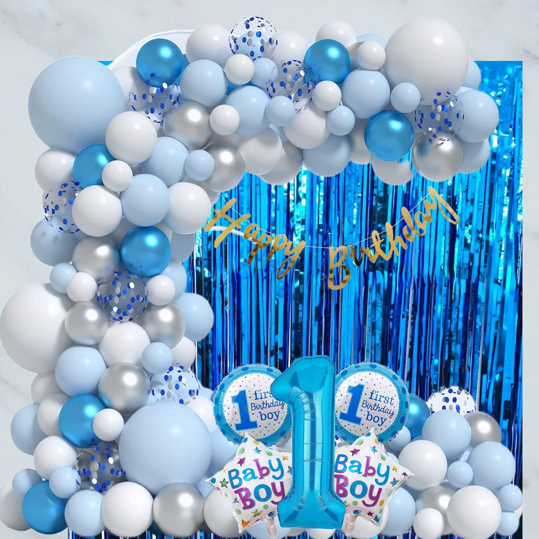 aniloons Cute 1st Birthday Boy Celebration Decoration Items Kit - For Kids-picture-39