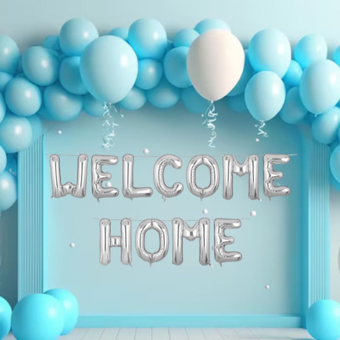 43Pcs Welcome Home Balloon Decoration Kit - Blue & White Theme-image-28