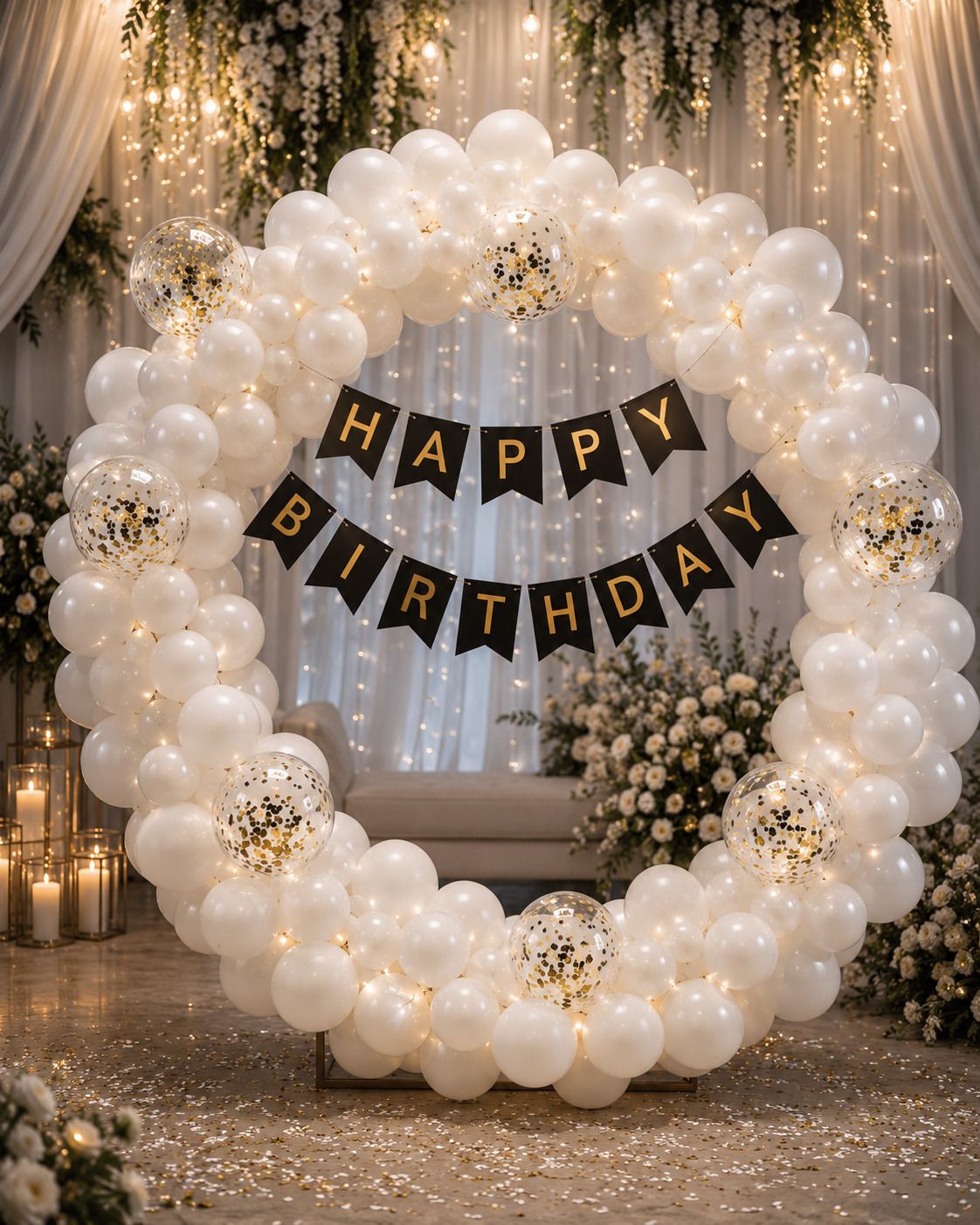 Solid Royal White Birthday Decoration Set Balloon-image-30